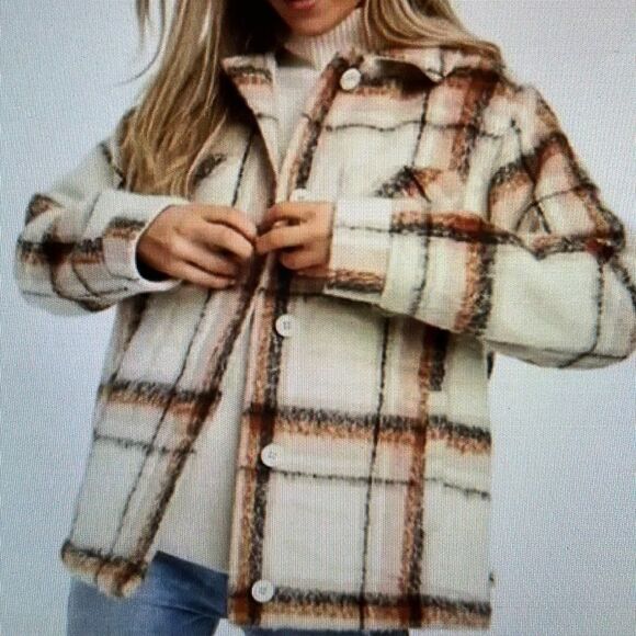 Hollister Shacket Plaid Women's XS Button Up Pockets Oversized - Picture 1 of 14